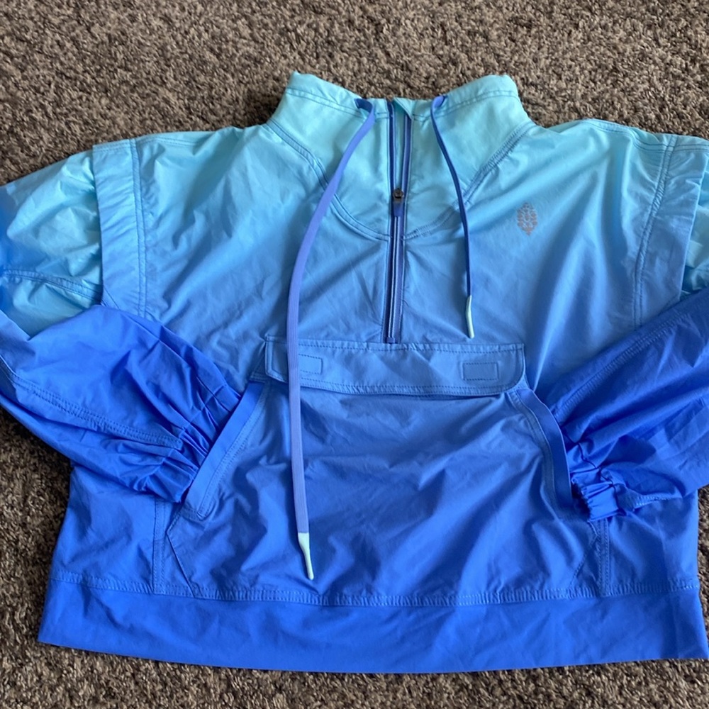 Free People Movement Backspin Quarter Zip Ombre Blue Pullover Jacket Active - Picture 3 of 9